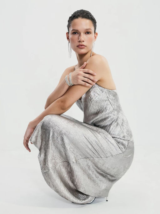 Платье миди из блестящей ткани / Zarina  фото 2