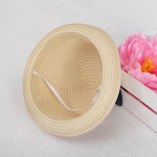 Панама детская соломенная для девочки «Котик», с ушками, р-р 52-54, 2-6 лет