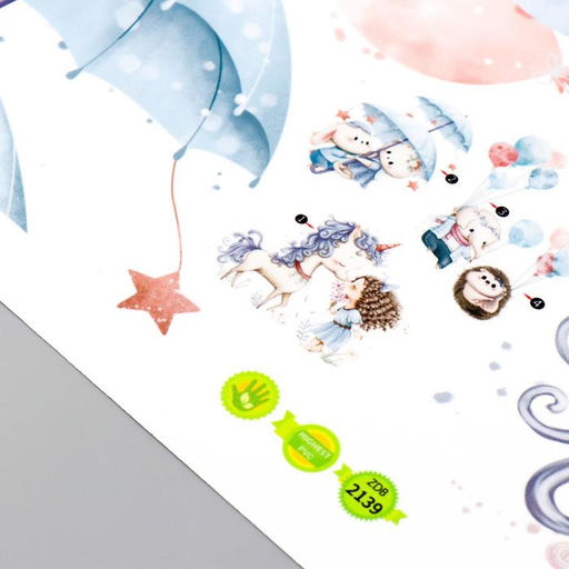 Наклейка пластик интерьерная цветная "Зверята с шариками, зонтиками" 30х90 см набор 2 листа