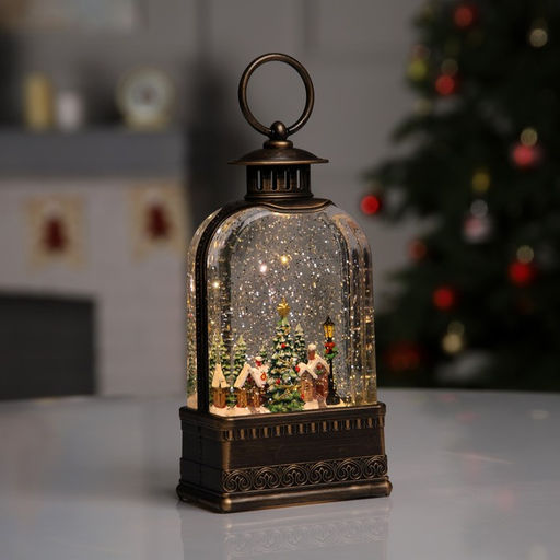 Светодиодная фигура «Фонарь с городом» 10.7×21.5×6.3 см, пластик, от батареек АААх3, USB, свечение тёплое белое