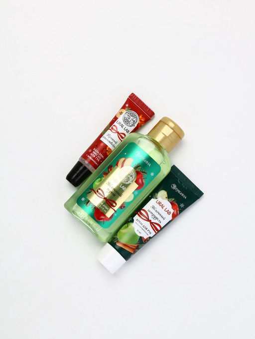 URAL LAB Арома Саунд Набор гель для душа, крем для рук и бальзам для губ, яблоко