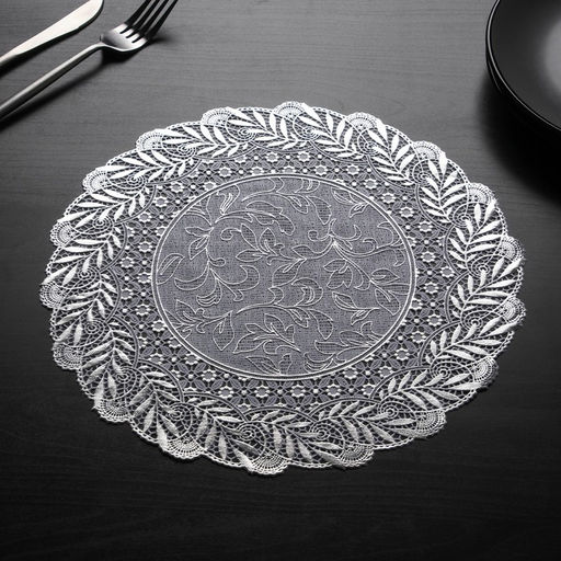 Набор салфеток ажурных для стола Доляна Подсолнухи, 3030 см, 4 шт, ПВХ, цвет серебряный  фото 2