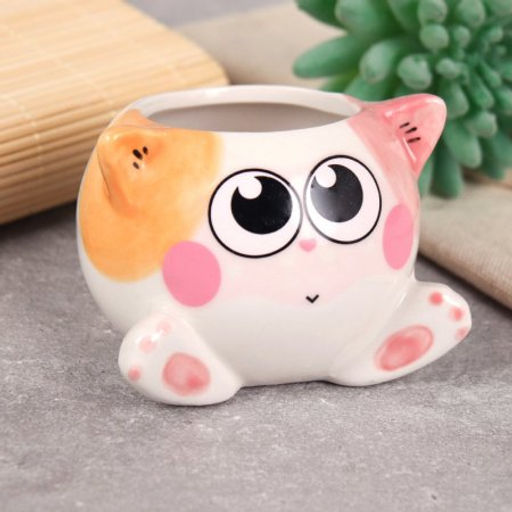 Кашпо 9х8х7 см Коты / WN33 /уп 6/96/ цветное - Галеонтрейд фото 4