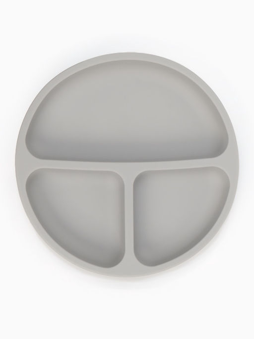 Тарелка детская секционная с ложкой и вилкой, 3 секции, серый, Mum&Baby