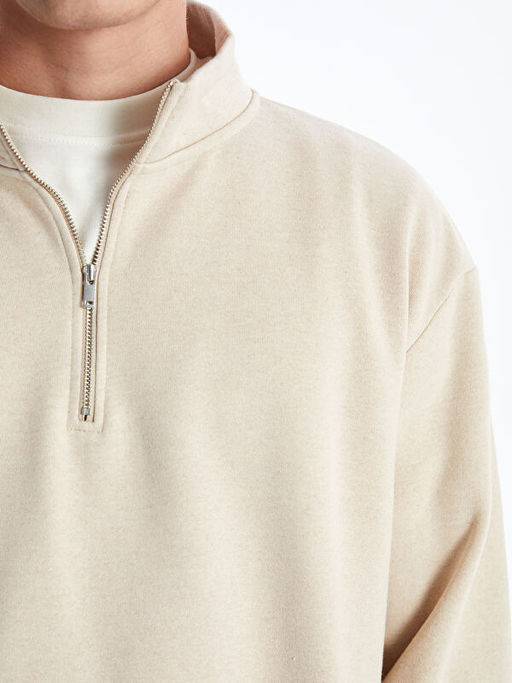 Dik Yaka Uzun Kollu Erkek Kal?n Sweatshirt