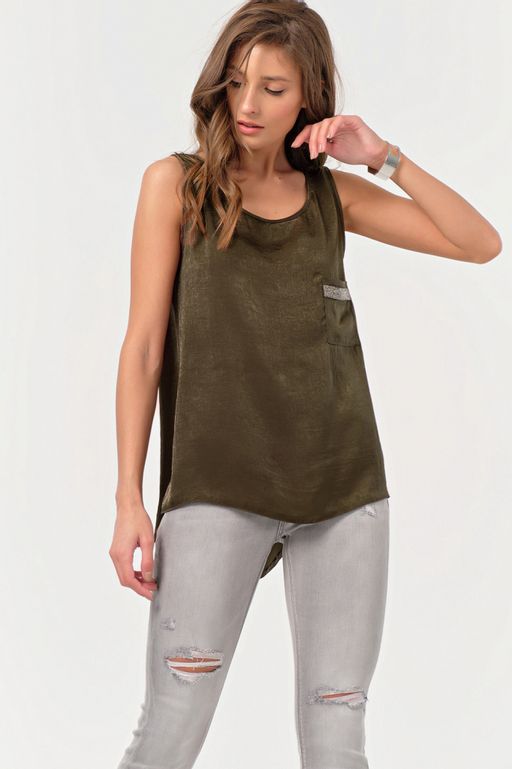 Топ атласный базовый под пиджак хаки