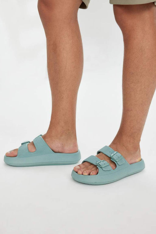 Мужские тапочки Eva на толстой подошве с двойной полосой - Defacto фото 2