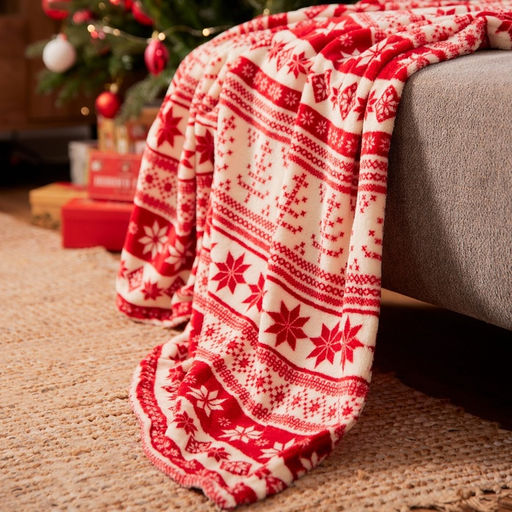 Плед «Этель. Новогодний узор», 180×200 см, корал-флис, пл. 220 г/м²