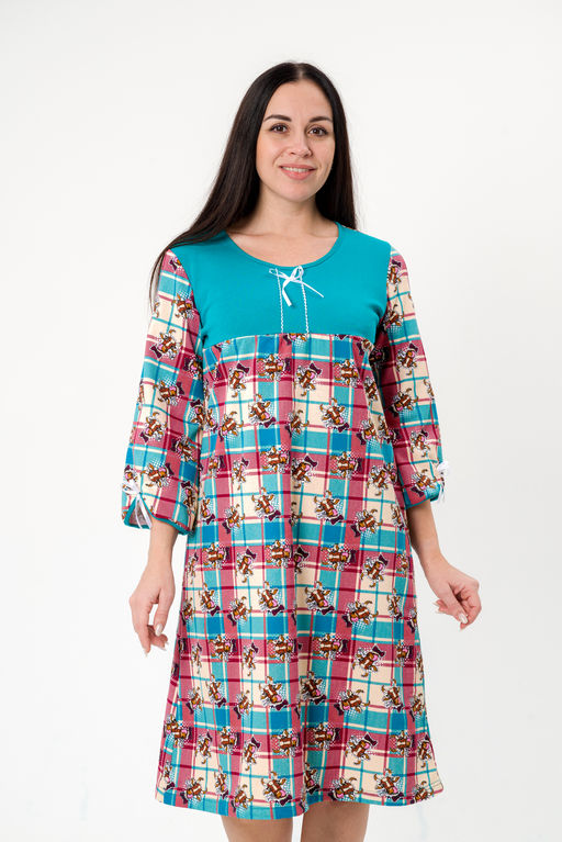 Ночная сорочка женская из футера Эмма изумрудно-бордовый - Амадэль фото 9