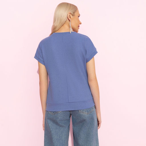 Футболка из фактурного трикотажа Искусство строить глазки (синий) - Charutti фото 11