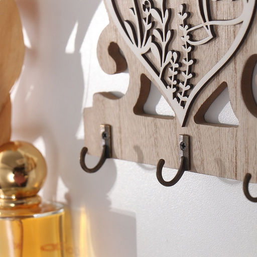 Настенные крючки декоративные Ажурное сердце с растениями, дерево, 2.5?14.5?11.5 см