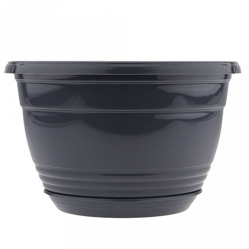 Горшок для цветов пластмассовый Глория 3,3л, д21,5см, h14см, антрацит (Россия) - Домашняя мода фото 2