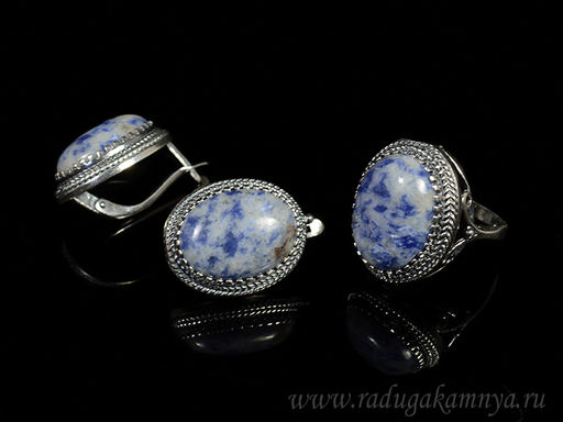 Кольцо Серьги с лазуритом размер 19