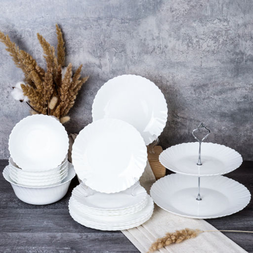 Столовый набор 20 предметов Тюльпан с вазой для фруктов белый / 19/LHK680 (WHITE) - Галеонтрейд фото 2