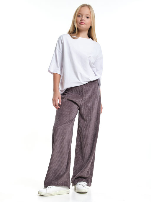 Брюки вельветовые палаццо 22-8062 коричневый - Mini maxi фото 3