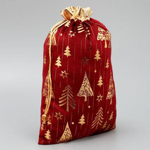 Цена за 5 шт. Мешочек подарочный плюш Тепла и любви, ёлки, тиснение, 20 х 30 см +/- 1.5 см - Дарите счастье фото 2