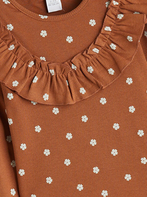 Bisiklet Yaka Bask?l? K?z ?ocuk Sweatshirt ve Tayt 2li