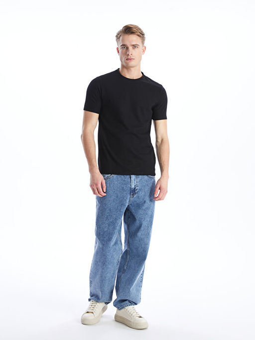 Bisiklet Yaka K?sa Kollu Erkek Dokulu Ti??rt