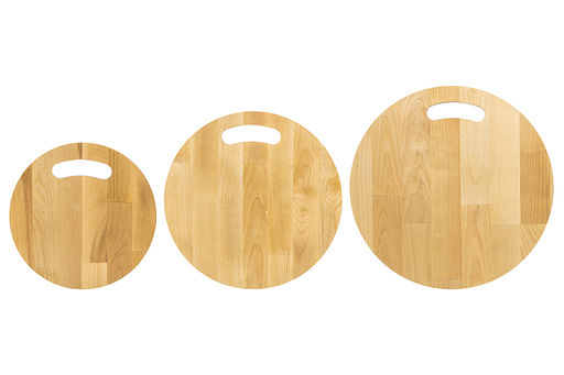 Комплект 3 досок 35*35*1,8 см, 30*30*1,8 см, 25*25*1,8 см "Круг с ручкой" на дер. подстав.