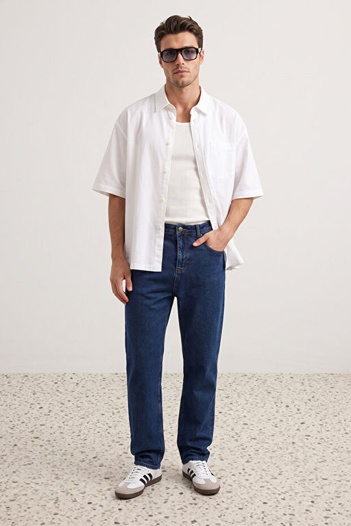 Lacivert Baggy/90s Straight Fit Jeans Bol Kot Pantolon TMNSS24JE00012 - Trendyolmilla фото 2