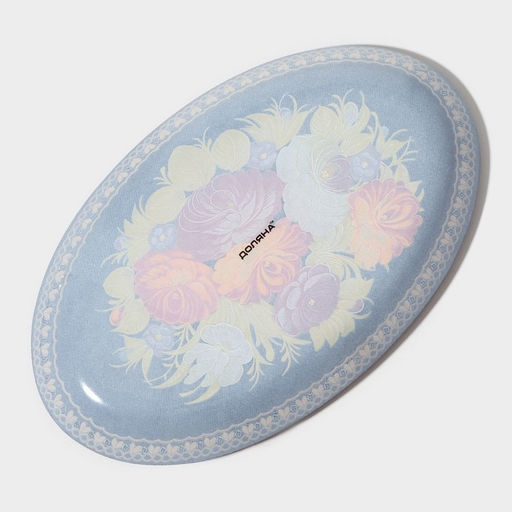 Блюдо стеклянное сервировочное овальное Доляна «Народные мотивы», 24.5×15 см, чёрный