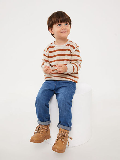 Bisiklet Yaka Uzun Kollu ?izgili Erkek Bebek Sweatshirt - Waikiki фото 3