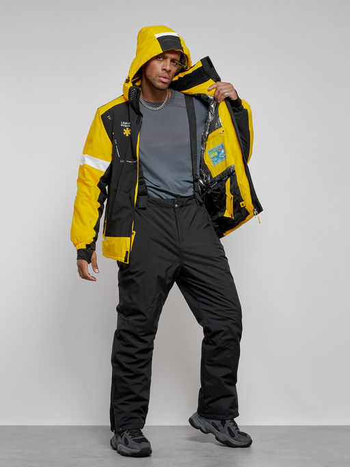 Горнолыжный костюм мужской зимний желтого цвета 6313J - Leifensh фото 19
