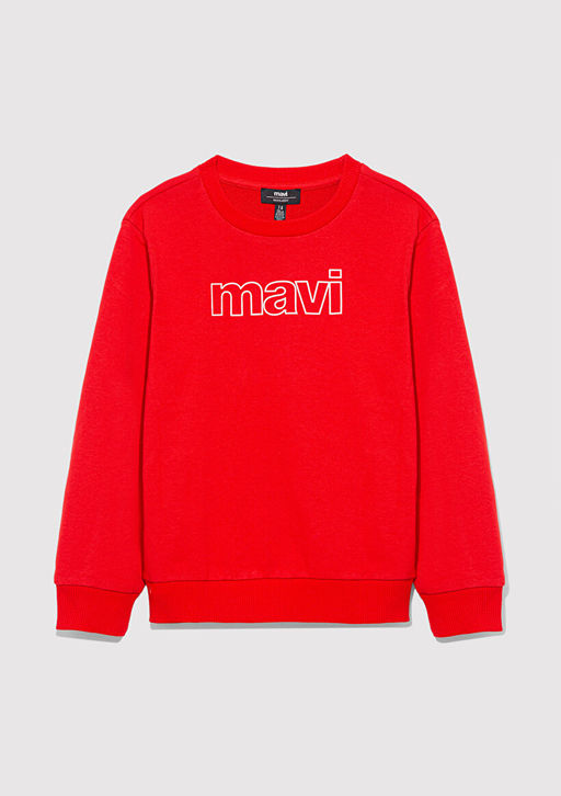 Mavi Logo Bask?l? K?rm?z? Sweatshirt  фото 2