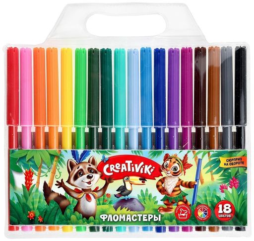 Фломастеры Creativiki 18цв. (ФЛВ18КР, 162100) смываемые