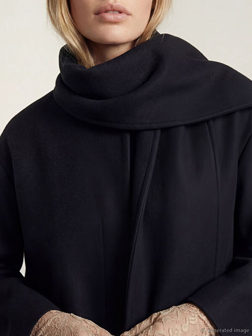 Пальто Şal Yaka Atkılı Oversize Kadın с шарфом