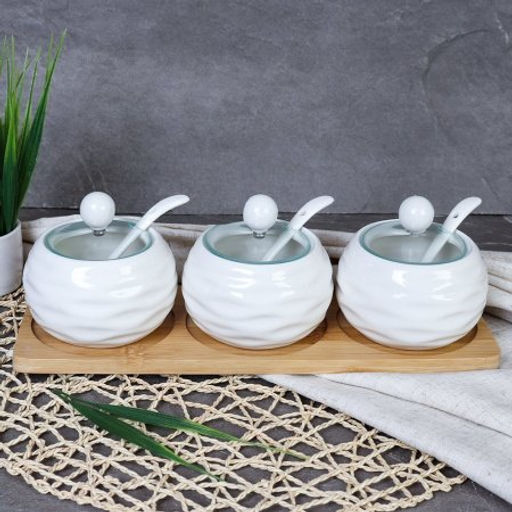 Набор для специй 3 предмета 250 мл с ложкой / CF079 /уп 24/ на подставке - Галеонтрейд фото 2