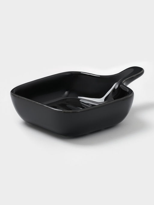 Соусники с ручкой Доляна Сковорода, набор 4 шт., 50 мл, керамика, чёрные  фото 2