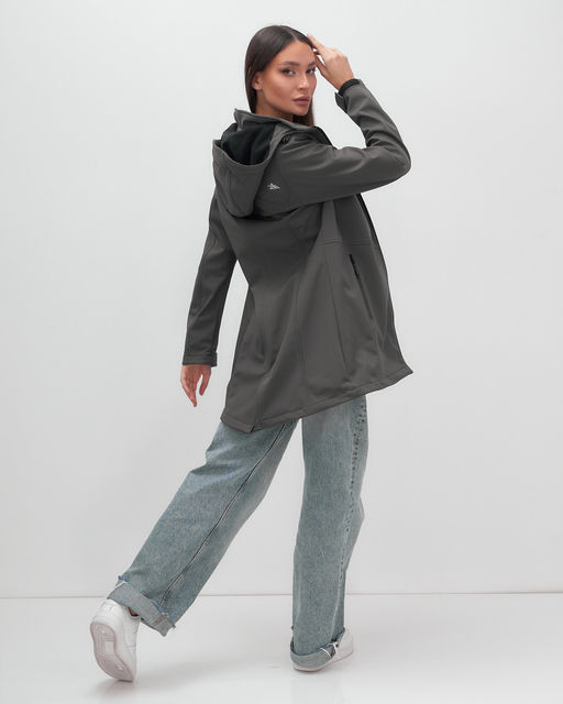 Парка спортивная женская с капюшоном softshell темно-серого цвета 9568TC - Mtforce фото 20