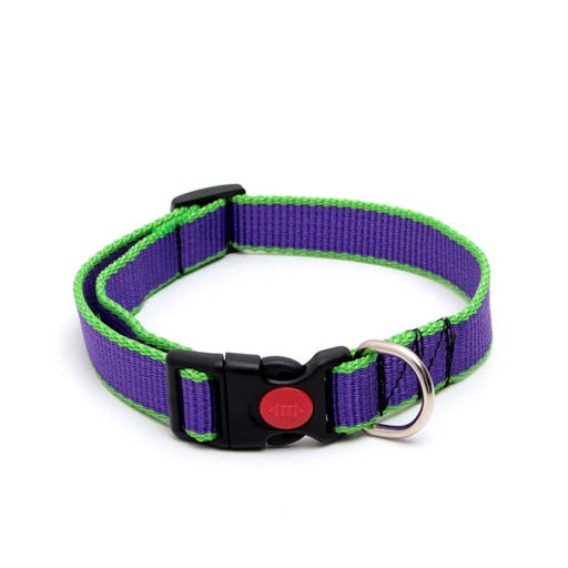 Ошейник капроновый, фастекс с замком, 50 х 2 см, ОШ до 50 см, фиолетовый с зелёным - Пижон фото 2