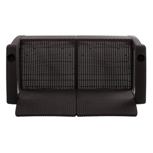 Диван «Ротанг» двухместный, 127×70×79 см, мокко, с подстаканниками