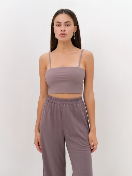 Костюм женский (рубашка, брюки, топ) KAFTAN Base, размер 46, кофейный