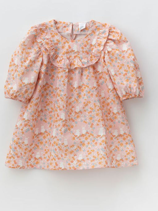 Платье из хлопкового поплина зайчики в цветах, розовый - Lesi kids фото 13