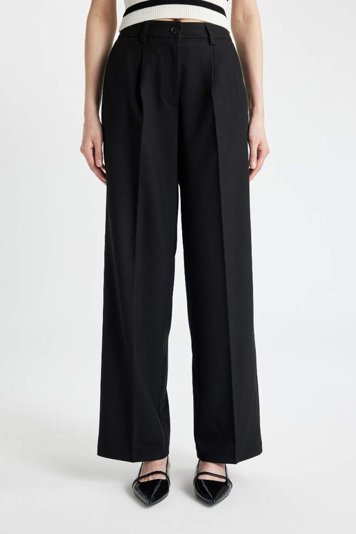 Широкие брюки с карманами и высокой талией, широкие брюки длинной длины - Defacto фото 4