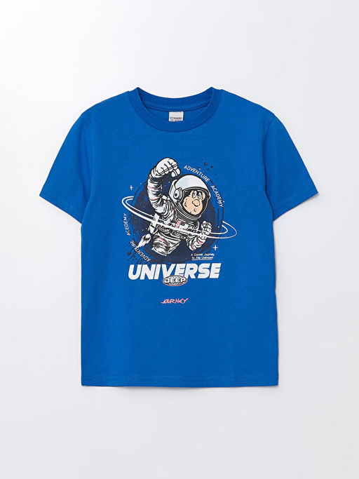 Bisiklet Yaka Bask?l? K?sa Kollu Erkek ?ocuk Ti??rt