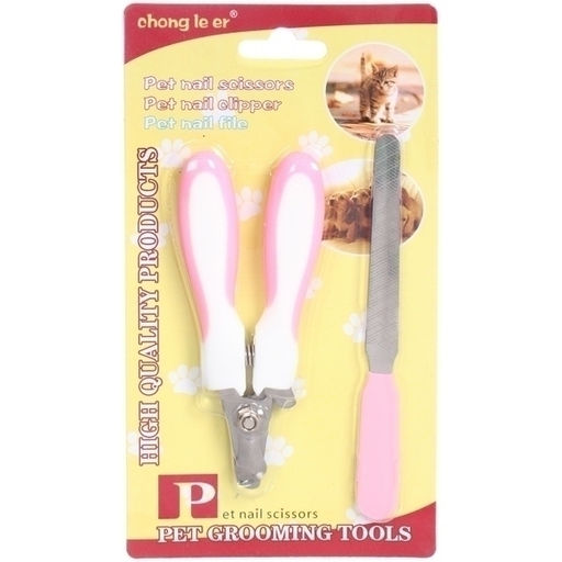 Цена за 2 шт. Набор для груминга "Великолепный Бро", когтерез и пилка, цвет белый/розовый (блистер U)