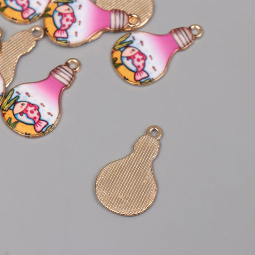 Цена за 8 шт. Декор для творчества металл, эмаль «Рыба в лампочке», 2.8×1.6 см