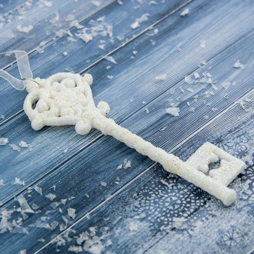 Цена за 2 шт. Ёлочная игрушка Зимнее волшебство. Белый ключик пластик, 154.5 см, белый, МИКС  фото 2