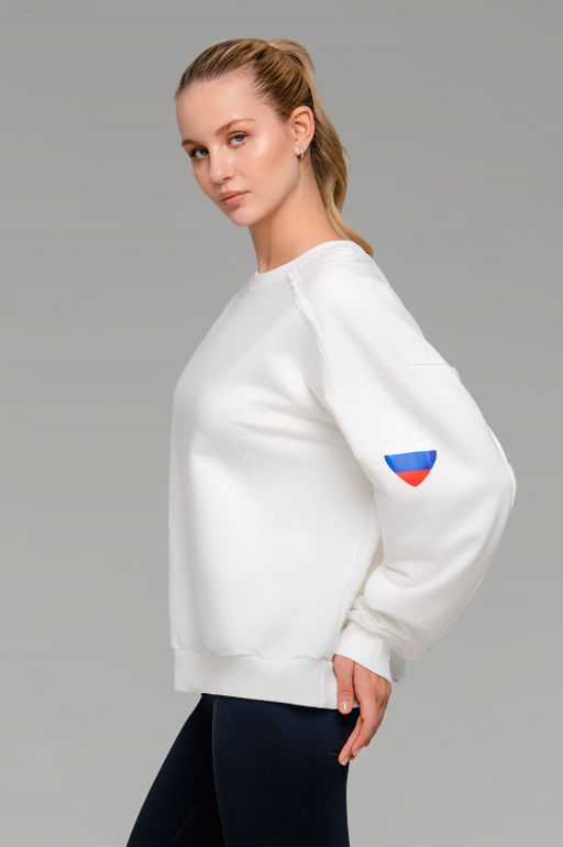 Арт. 15124 Свитшот женский Матрешка оверсайз 44-50 (4 шт) Цвет:молочный - Калинка фото 5