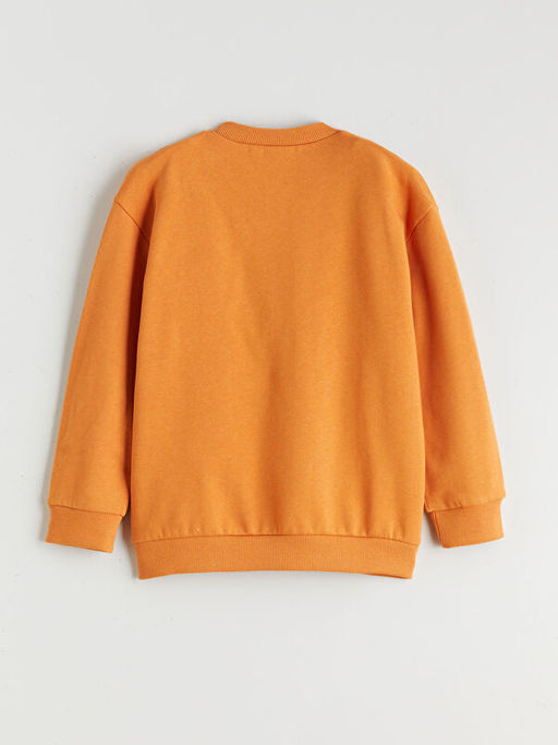 Bisiklet Yaka Bask?l? Uzun Kollu Erkek ?ocuk Sweatshirt ve Pantolon 2li Tak?m