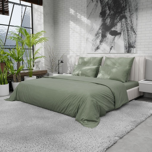 Пододеяльник 220ТС Этель 175*220 см, цв.олива, сатин, 100% хлопок  фото 2