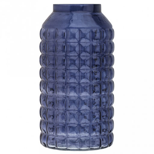 Ваза для цветов стеклянная "Альхес" 4,4л, д15,5см, h30см, форма "бутылка", большая, текстурная, черника (Россия)