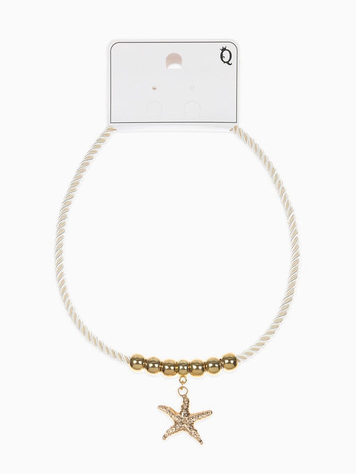 Кулон на жгуте текстильном "Морская звезда", цвет бело-золотой