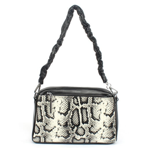 Сумка женская натуральная кожа GU 2033-0011, 3отд, плечевой ремень, черный/серый 257978 - Adelia фото 2