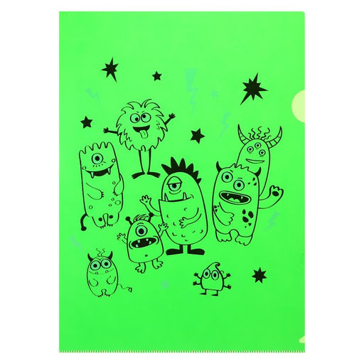 Набор папок-уголков А4, 180 мкм, Calligrata Монстрики, полупрозрачные, 6 штук, с принтом, микс  фото 4