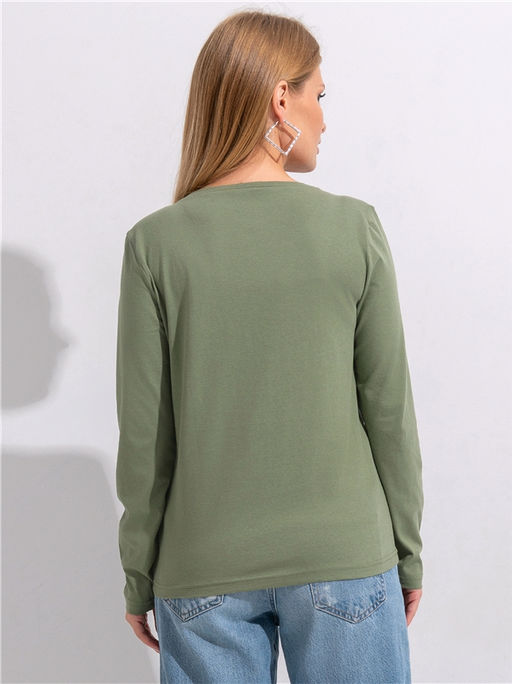 Лонгслив Апрель хлопок оливковый  фото 2